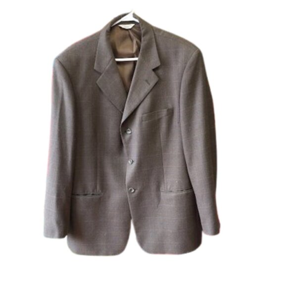 Brown Checked Blazer Jacket Fits Men Large XL - Picture 1 of 5